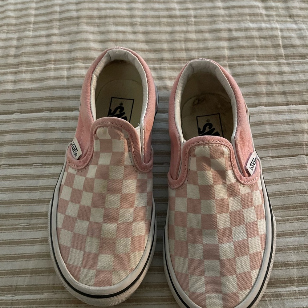 Vans Kids Pink and Cream Checkered Sneakers